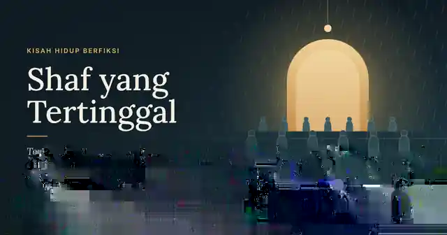 Siluet jamaah perempuan dari belakang di musala saat hujan, semuanya menghadap cahaya hangat di relung